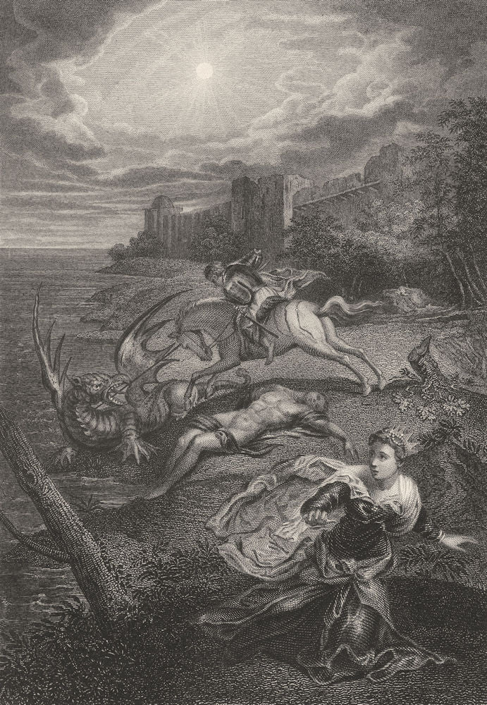 ST GEORGE AND THE DRAGON. Tintoretto 1835 old antique vintage print picture